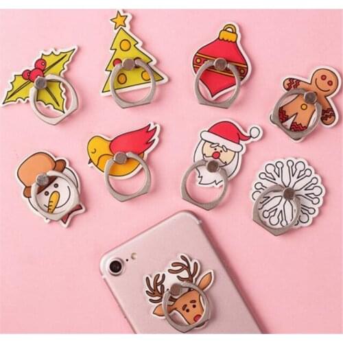 360 Degree Christmas Gift Santa Claus Finger Ring Smartphone Stand Holder Mobile Phone Love Heart Holder Stand For All Phone