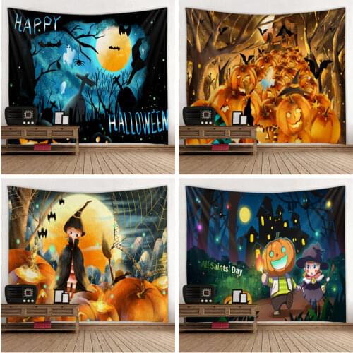 Happy Halloween Tapestry ForLiving Room Bed Room Multi Printing Home Deco Wall Hanging Wall Art Picnic Mat Large Plus Size