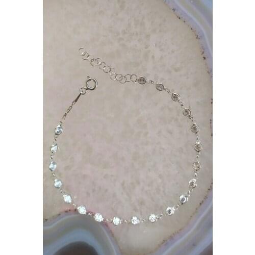 Silver Ancl Zircon 3mm Row Stone Bracelet