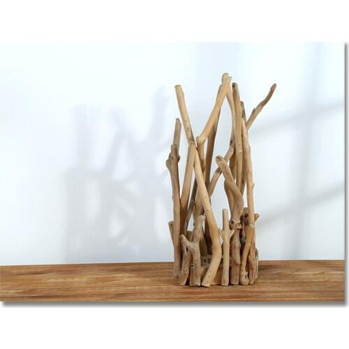 Glass Vase Tube Shape Clear Flower Bottle With Wooden Shelf Hydroponic Home