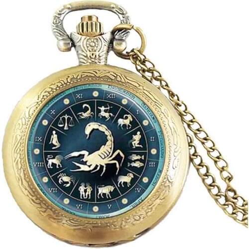 Glass Dome Necklace Scorpio Zodiac mens Jewelry Astrological Sign Scorpion October November Birthday Art pocket Watch 2017