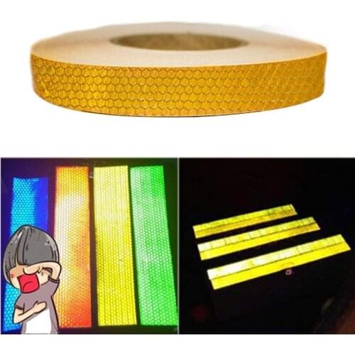 25MM X 5M Reflective Tape Self-adhesive Safety Warning Conspicuity Night Reflector Strip Tape Film Sticker Yellow