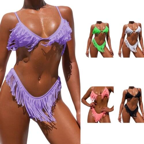 Female Two-Piece Swimsuits Women’ s Solid Color Bikini Top+ Swimming Trunks Tankini Swimwear Summer Bathing Suit