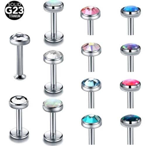 1PC Titanium Internal Threaded Labret Stud Tragus Helix Earrings Labret Lip Bar Rings Stud Cartilage Ear Piercing Body Jewelry