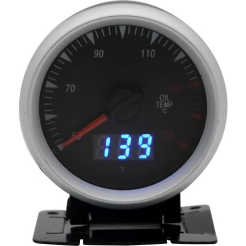 2.5 Inch 60mm Oil Temp Gauge Dual Units Digital Analog Display Blue LED With Sensor