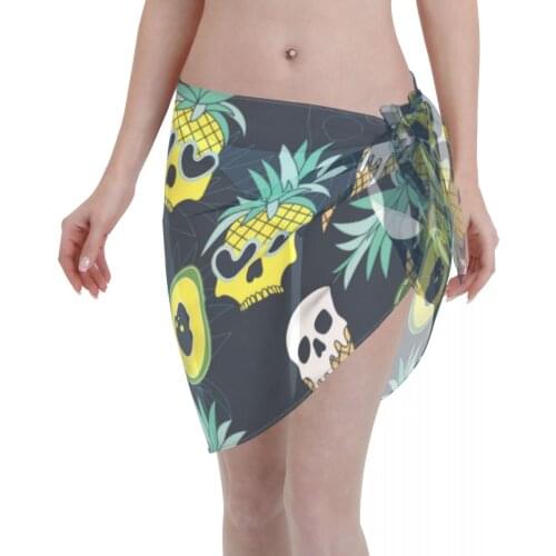 2021 Beach Bikini Cover Ups Wrap Skirt Skull Of Hilarious Pineapple Ice Cream Avocado Women Bathing Suit Sexy Swimsuit Beachwear