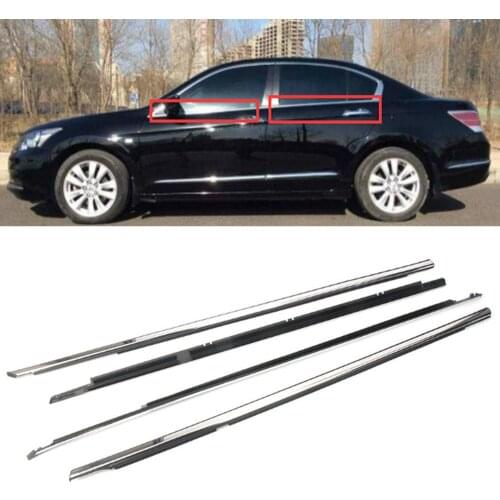 4Pcs/set Car Window Door Belt Weatherstrip Seal Trims Chrome Outside Deflector Rain Deflector For Honda Accord 2008-2012 Styling