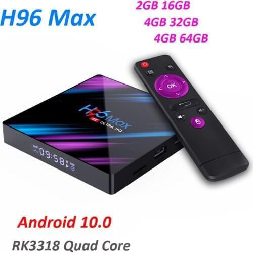 5pcs Android 10.0 H96 Max Smart TV Box RK3318 Quad Core 4GB 64GB Max 2.4G/5G Dual WiFi USB3.0 BT4.0 4K Youtube Media Player