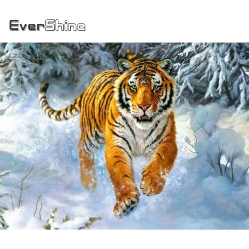 Evershine Diamond Painting Tiger Full Drill Square Diamond Mosaic Animals Kit Diamond Embroidery Full Set Painting Rhinestones