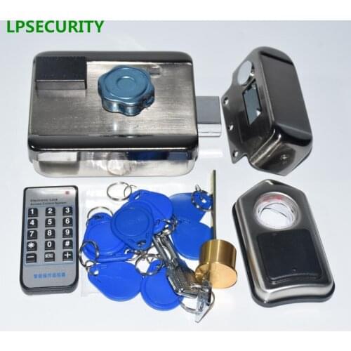 LPSECURITY battery 10 tags Door & gate lock Access Control Electronic integrated RFID Door Rim lock RFID reader for intercom