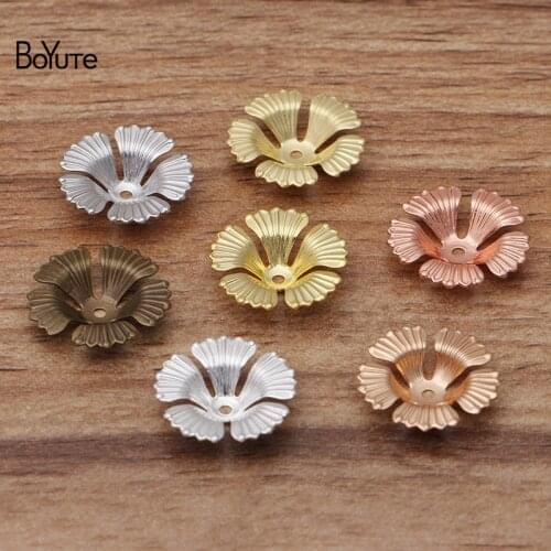 BoYuTe (100 Pieces/Lot) 17*4MM Metal Brass Flower Bead Caps for Jewelry Making Diy Accessories Wholesale