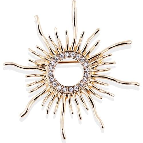 Sun Shaped Brooches For Women Femme Scarf Clip Pins Cool Weeding Coat Cardigan Fine Broche Hijab Pins Scarf Buckles Corsage