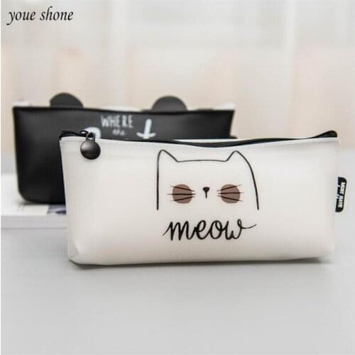 Youe Shone 1Pcs Cute Cat Pencil Case Stationery Pencil Box Storage Bags School Office Students Pencil Bag Leather Stationery Bag