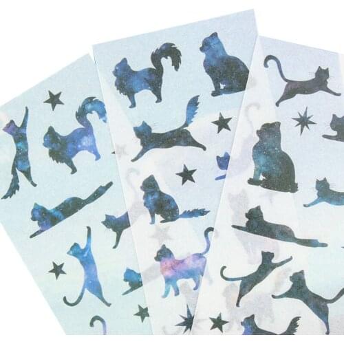 6pcs/lot Kawaii Star Cat DIY Decorative Scrapbooking Stickers Diary Album Sticker Label Phone Seal Stickers