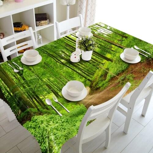 Woods Road Pattern 3D Tablecloth Dustproof polyester Cotton Table Cloth Wedding Banquet Decoration Tablecloth Home Textile