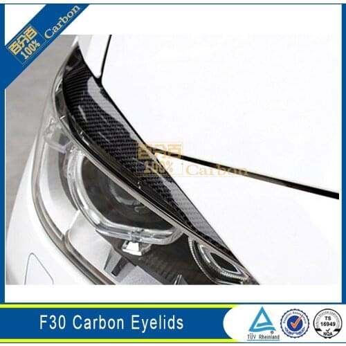 For BMW 3 Series F30 Carbon Fiber Eyebrows Front Head Light Covers Eyelids