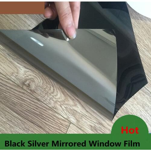 HOHOFILM 100cmx600cm Black&silver SOLAR Tint WINDOW FILM ONE WAY REFLECTIVE PRIVACY TINT window tint heat rejection Film summer