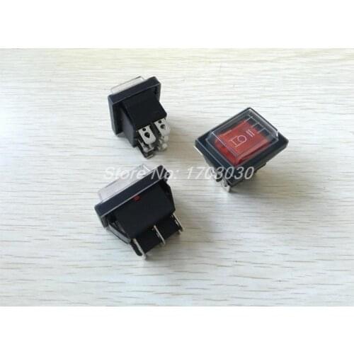 3 Pcs Red Pilot Lamp DPDT Waterproof Snap in Rocker Switch 16A 250VAC 20A 125VAC