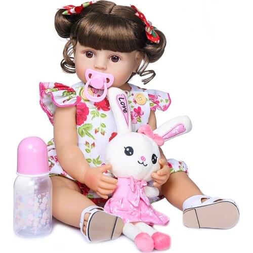 New original NPK reborn baby toddler girl princess doll with rabbit lifelike cute silicone vinyl doll toy 0-4 years kids gift