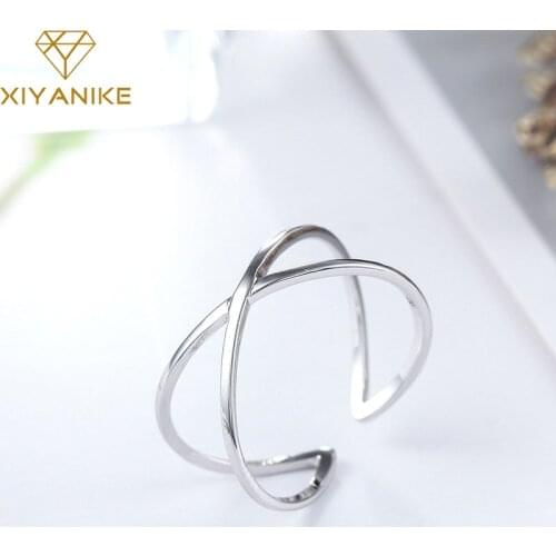 XIYANIKE Hot Sale 925 Sterling Silver Engagement Rings for Women Wedding Couple Creative Simple Geometric Party Jewelry