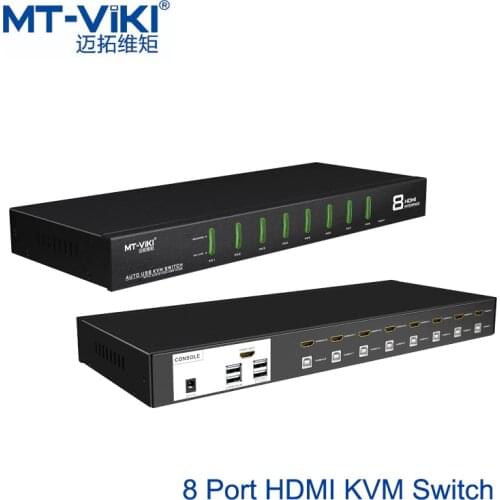 MT-Viki 8 Port HDMI KVM Switch 4Kx2K Auto Hotkey Select EDID with Original Cable Set MT-0801HK