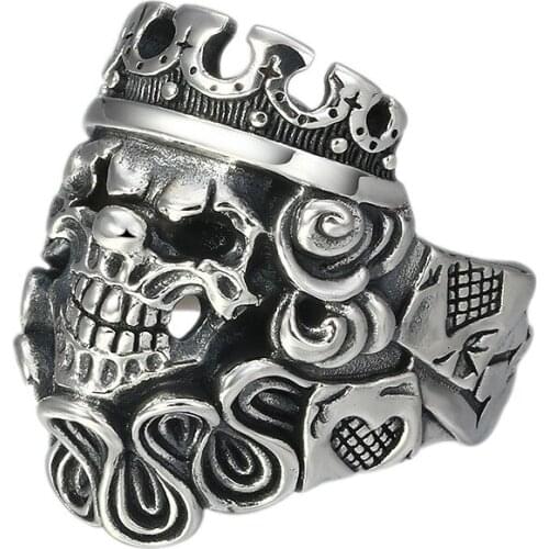 BOCAI New 100% S925 Silver Jewelry Retro Simple Crown Skull 2021 Trendy Personality Domineering K Man Ring