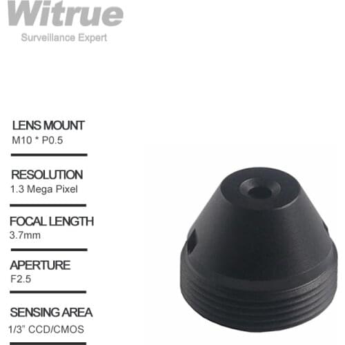 Witrue Pinhole Camera Lens 3.7mm M10 X P0.5 Mount 1.3 Megapixel 1/3" F2.5 for Mini Security Cameras CCTV Accessories