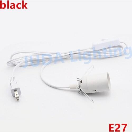 E27 E14 socket lamp holder with cable wire cord set US 2 pins plug Electrical Wires on/off switch cable with bracket lamp base