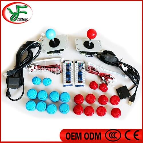 PC /PS2 / PS3 3 in 1 USB Controller copy sanwa Joystick 30mm 24mm Push Buttons for 2 players jamma arcade joystick DIY kit