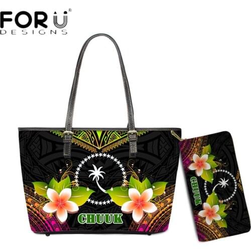 FORUDESIGNS Luxury Design Lady Handbag Chuuk Polynesian Plumeria Flower 3D Printing Brand Designer Women Large Capacity Purse