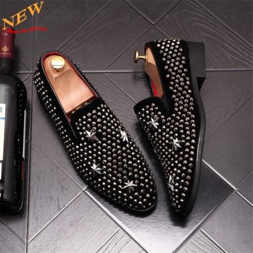 Luxury Rhinestone Flats Mens Casual Shoes Slip-on Lazy Designer dress shoes Loafers Sapato Social Masculino