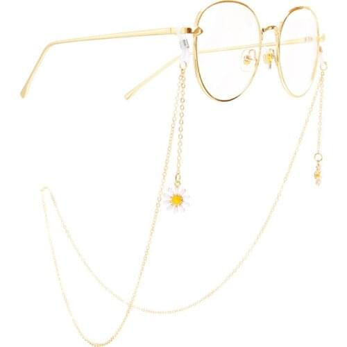 Lovely Cute Gold Plated Alloy Flower Sunglasses Rope Glasses Chain Lanyard Holder Straps For Women