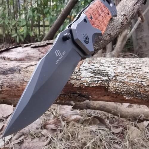 Folding Pocket Knife 8CR13MOV Blade Wood Handle Tactical Utility Knives Good for Hunting Camping Survival Outdoor Everyday Carry