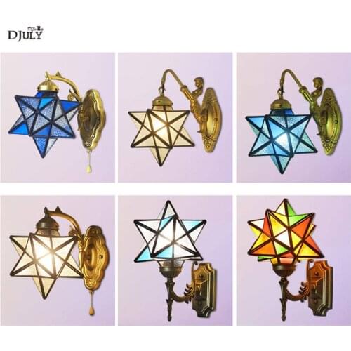Turkish art deco mosaic stained glass wall lamp for bedroom dining room star Tiffany stairway light retro led lighting fixtures