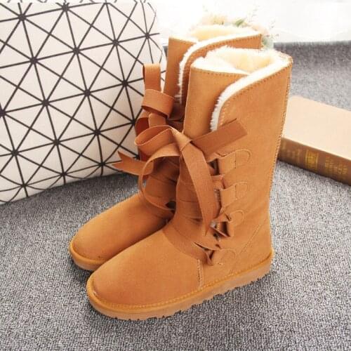 Shoes Women 2020 Cheap Lady Shoes Boots Genuine Leather Women Shoes Boots Long Winter Boots Lace Up Genuine Leather Snow Boots