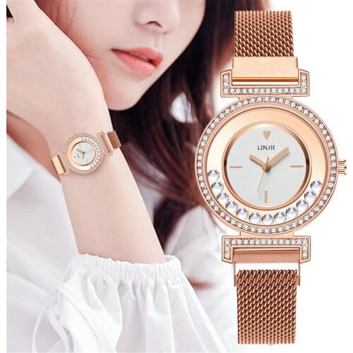 Ladies Fashion Stainless Steel Mesh Belt Quartz Wristwatches Automatic Watch Power Reserve Watches Women Fashion Watch 2021