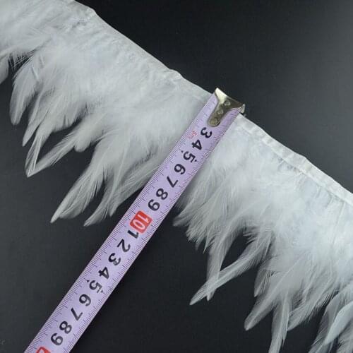 10Yard White Rooster Feather Fringes Trims For Craft Plumas 8-13cm Natural Feathers Ribbon DIY Sewing clothing Party decorations