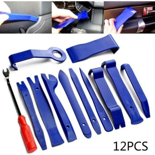 12Pcs Set Car PDR Removal Tools Automobile Nail Puller Radio Audio Panel Door Repairing Clip Trim Removal Pry Repair Tools Blue