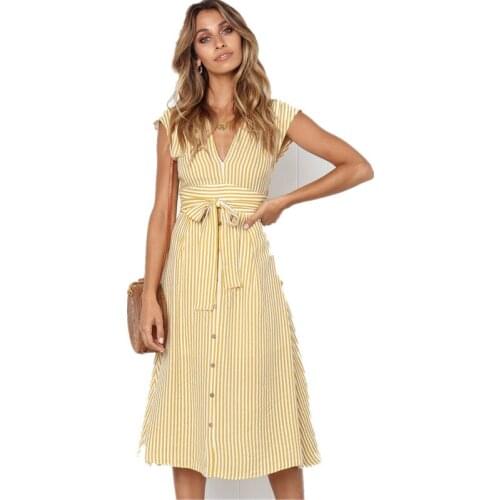 2021 Fashion Solid Color Summer Women Party Sleeveless Casual V Neck Bangage Midi Dresses Female Length Ladies Vintage Sundress