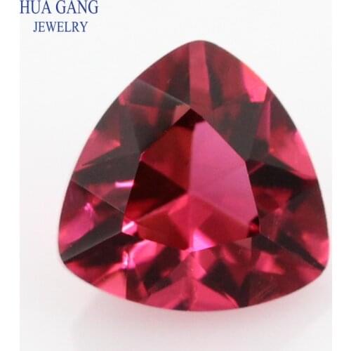 5# Rose Red Trillion Shape Princess Cut Loose Glass Beads Synthetic Gems For Jewelry Size 3x3~12x12mm Free Shipping