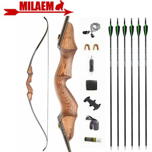 60inch Archery Takedown Recurve Bow 20-60lbs Wooden Riser Carbon Arrows Spine 500 Hunting Bow Shooting Accessories