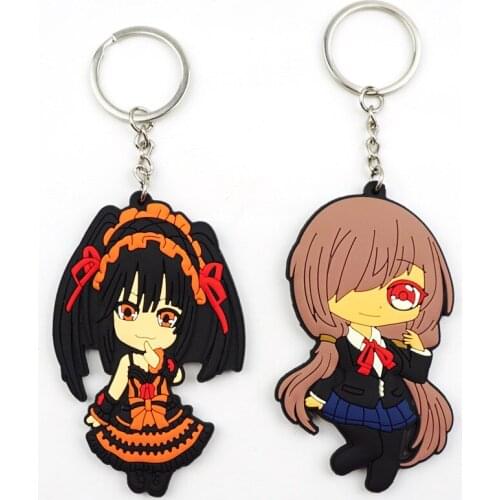 Anime DATE A LIVE Tokisaki Kurumi Key Ring Silica gel Key Chains Key Holder Accessories Trinkets Itabag Keychain Cosplay Gift