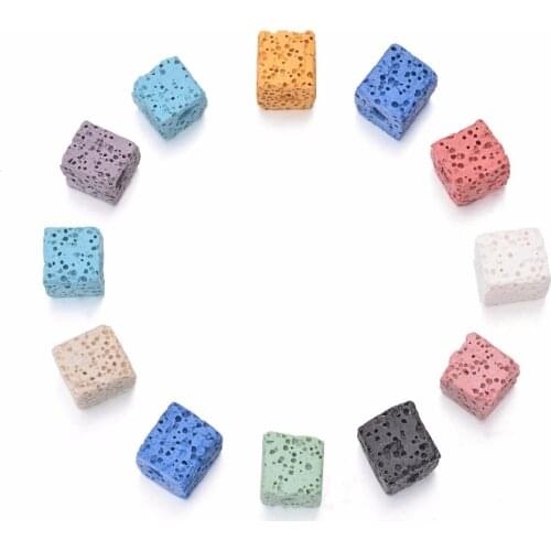 10Pcs Round Square Five poited Star Shape Random Color Essential Oil Lava Stone Beads For DIY Diffuser Necklace Bracelet Making