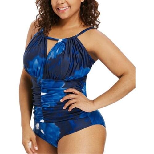 One piece swimsuit plus size women swimwear print monokini large sizes swimwear ruffled maillot women slim swimsuits 2019