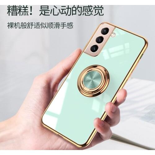 Luxury Phone Case For Samsung S21 S20 Ultra Plus FE S20FE S21Ultra Soft Plating Cover With Ring Holder Stand coque funda etui ON