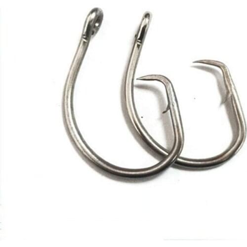 DYGYGYFZ 4pcs/bag Stainless Steel White Offset Tuna Circle Bait Fishing Hook Size 15/0 Ring Eagle Hook