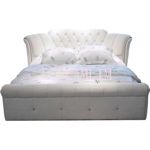 Europe and America Genuine leather bed frame Modern Soft Beds Home Bedroom Furniture cama muebles de dormitorio / camas quarto