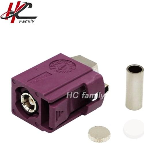 Fakra D Bordeaux Violet/4004 Female Jack RIGHT ANGLE Connector Crimp for Cable RG316 RG174