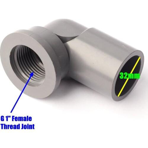 G 1'' Female X 32mm Socket Aquarium Pipe Elbow Connectors High Quality Durable Broadside Thicken UPVC Material Water Tank Joint