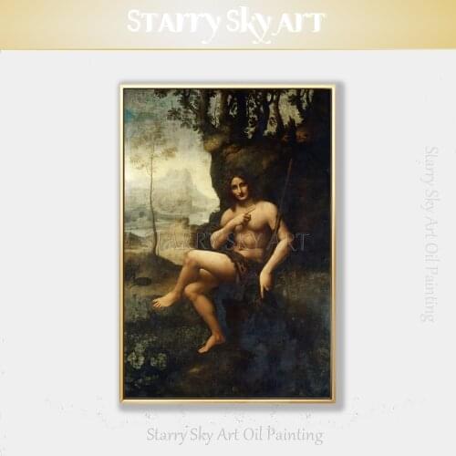 Reproduce Leonardo Da Vinci Famous Canvas Art Painting Hand-painted Figure Painting On The Wall Portrait Of Bacchus Oil Painting